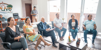 El alcalde de Puyo, Germán Flores Meza, recibió a una delegación de la organización de Olimpiadas Especiales Ecuador 2024, encabezada por su presidente, Héctor Cueva.