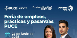 La Pontificia Universidad Católica del Ecuador Sede Ambato (PUCE Ambato) se prepara para llevar a cabo la Feria de Empleos, Prácticas y Pasantías 2025, un evento clave que busca fortalecer los vínculos entre el ámbito académico y el sector productivo, promoviendo oportunidades reales de inserción laboral para estudiantes, graduados y el público en general.