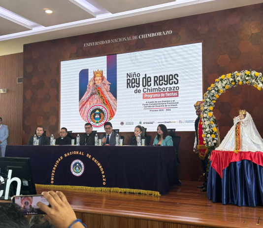 La Universidad Nacional de Chimborazo (UNACH) dio a conocer este miércoles 3 de diciembre del 2025, mediante una rueda de prensa, la agenda de actividades del Niño Rey de Reyes Chimborazo 2025-2026, festividad religiosa y cultural en la que este año la institución asume el rol de prioste.