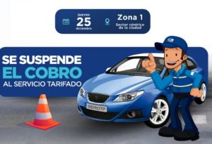 El Gobierno Municipal del cantón Pastaza informó a la ciudadanía que este jueves 25 de diciembre del 2025 se suspendió el cobro del Servicio de Estacionamiento Rotativo Tarifado (SEROTP) en la Zona 1, correspondiente al sector céntrico de la ciudad.